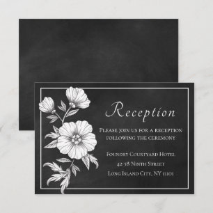 Convite Recepção de Casamento Floral Vintage Quadro Negro