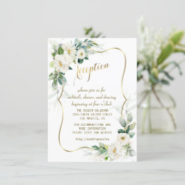 Convite Recepção de Casamento Flores de Marfim Branco Eleg