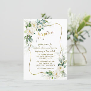 Convite Recepção de Casamento Flores de Marfim Branco Eleg