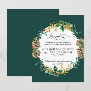 Convite Recepção de Casamento Floresta de Natal Dourada