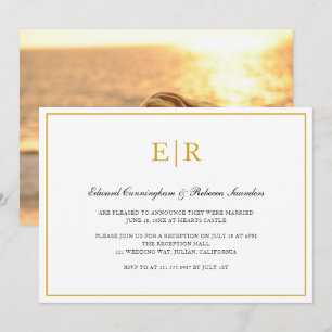 Convite Recepção de Casamento Formal com Monograma Elegant