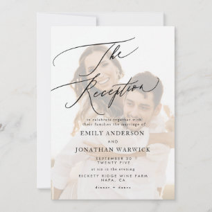 Convite Recepção de Casamento Fotografia Caligrafia Preto