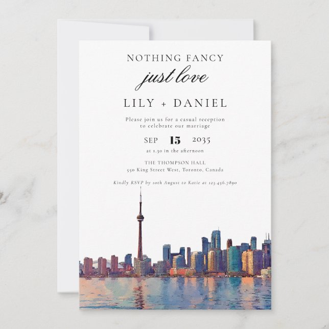 Convite Recepção de Casamento Fuga em Toronto (Frente)