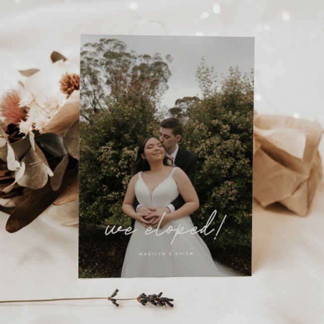 Convite Recepção de Casamento 'Fugimos' Foto Moderna (Criador carregado)