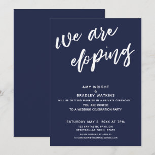 Convite Recepção de Casamento FUGINDO EM AZUL MARINHO MODE