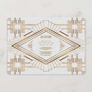 Convite Recepção de casamento Gatsby do Excelente Branco D