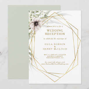 Convite Recepção de Casamento Geométrica Dourada de Eucali