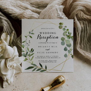 Convite Recepção de Casamento Geométrico Dourado Tropical 