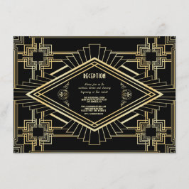 Convite Recepção de Casamento Glam Gold Black Great Gatsby
