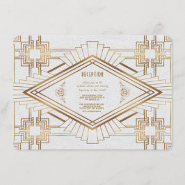 Convite Recepção de Casamento Glam Gold White Great Gatsby