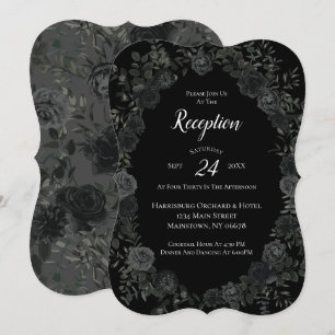 Convite Recepção de Casamento Gótico Rosa Branca e Preta