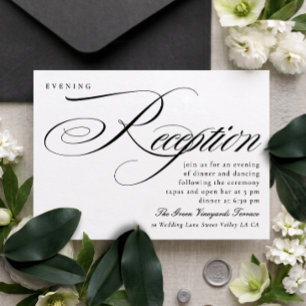 Convite Recepção de Casamento Gravata Preta Caligrafia Ele