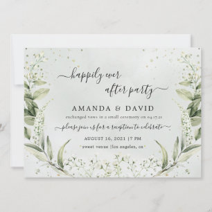 Convite Recepção de Casamento Greenery Happily Ever After 