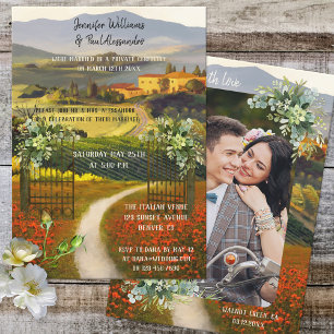 Convite Recepção de Casamento Italiano Romântico Foto Pers