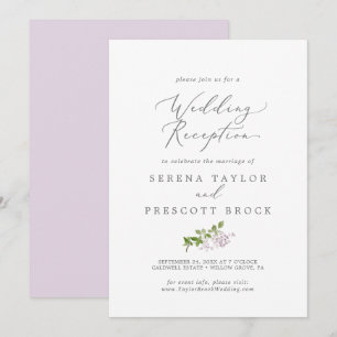 Convite Recepção de Casamento Lilás Rústico