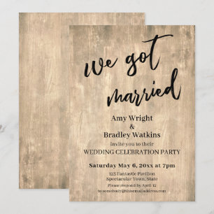 Convite Recepção de Casamento Madeira Marrom Rústico