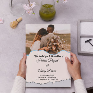 Convite Recepção de casamento Mínima Castanho Suave