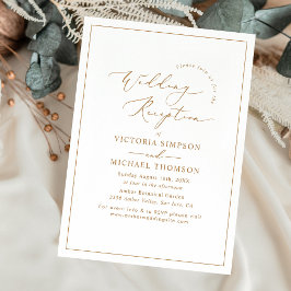 Convite Recepção de casamento Mínima de Script Dourado Chi