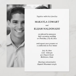 Convite Recepção de casamento mínima do templo preto e bra