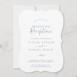 Convite Recepção de Casamento Minimal Folha Azul Empoeir