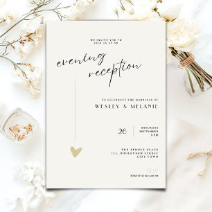 Convite Recepção de Casamento Minimalista à Noite Dourado