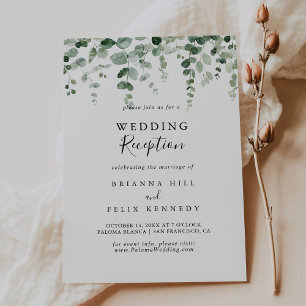 Convite Recepção de Casamento Minimalista com Eucalipto Ve