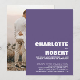 Convite Recepção de Casamento Minimalista Moderno Roxo