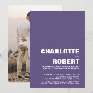 Convite Recepção de Casamento Minimalista Moderno Roxo