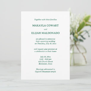 Convite Recepção de Casamento Minimalista Verde Espanhol-I
