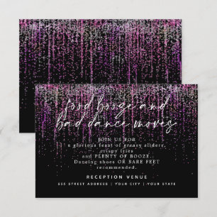 Convite Recepção de Casamento Moderna Brilho Magenta