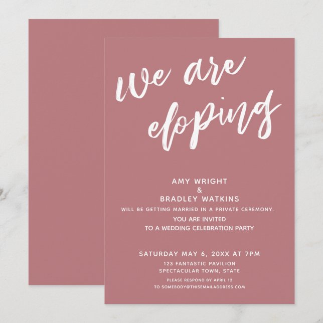 Convite Recepção de Casamento Moderna Dusty Rose Estamos F (Frente/Verso)