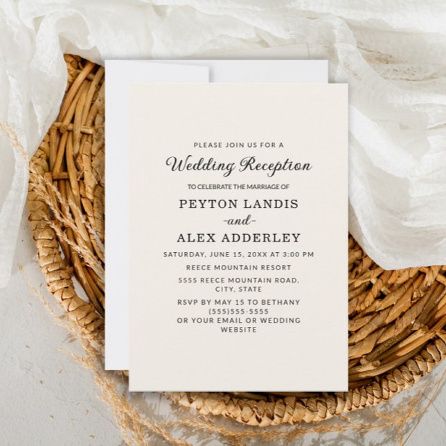 Convite Recepção de Casamento Moderna e Simples com Creme  (Criador carregado)