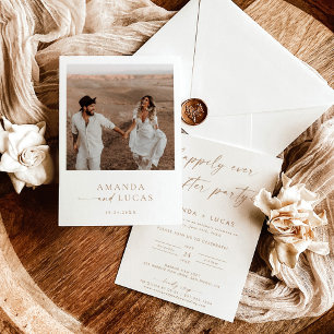 Convite Recepção de casamento moderna, neutro minimalista