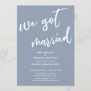 Convite Recepção de Casamento Moderno Dusty Blue Nós nos C