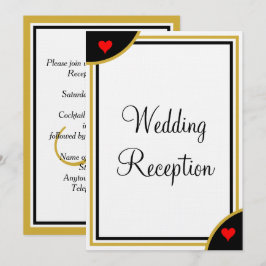 Convite Recepção de Casamento Monograma Dourado Preto Cora