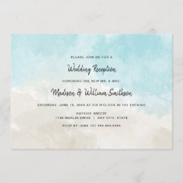 Convite Recepção de casamento na praia com aquarela