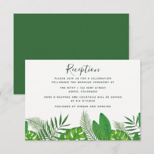 Convite Recepção de Casamento na Praia com Folhas Tropicai