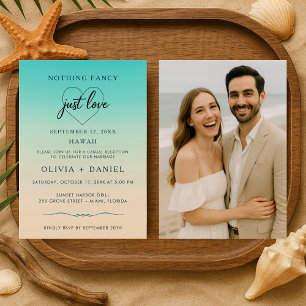 Convite Recepção de Casamento na Praia com Fotos de Fuga R