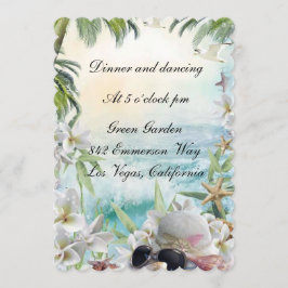 Convite Recepção de Casamento na Praia Tropical Floral Ele
