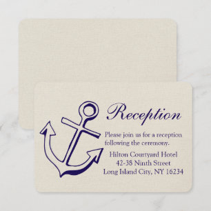 Convite Recepção de Casamento Náutico Âncora Azul Marinho 
