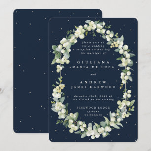 Convite Recepção de Casamento Navy Snowberry + Eucalipto A