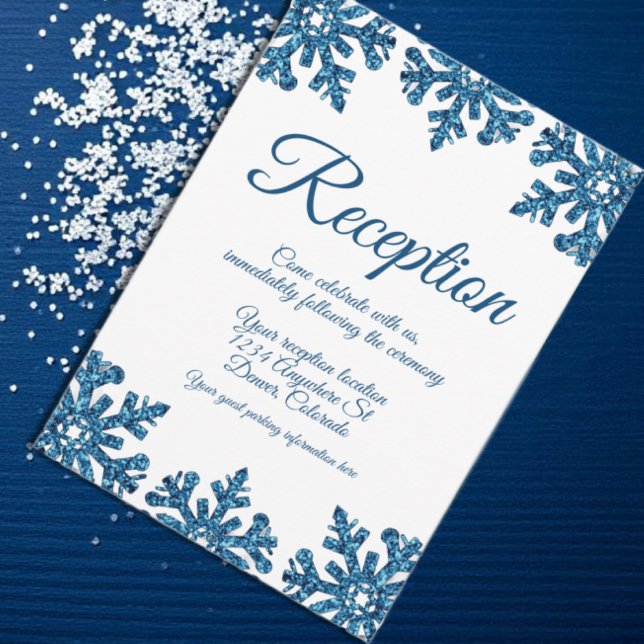 Convite Recepção de Casamento no inverno Floco de Neve Azu (Criador carregado)