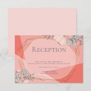 Convite Recepção de Casamento OnTrend Moldura Dourada Flor