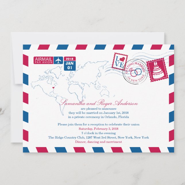 Convite Recepção de Casamento Pós-Casamento de Nova York p (Frente)