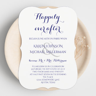 Convite Recepção de Casamento Pós Feliz Azul Meia-Noite