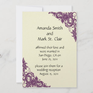 Convite Recepção de Casamento Pós Violet Magenta e Marfim 