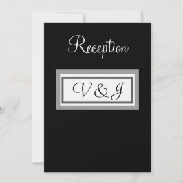 Convite Recepção de Casamento Preto Branco Monograma