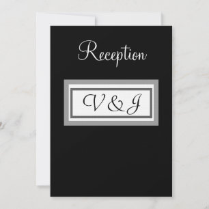 Convite Recepção de Casamento Preto Branco Monograma