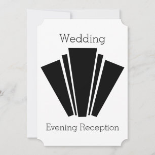 Convite Recepção de Casamento Preto e Branco Art Deco
