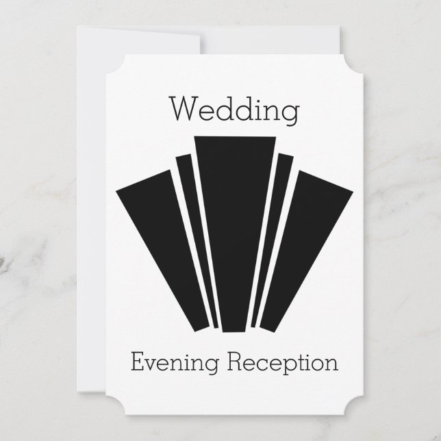 Convite Recepção de Casamento Preto e Branco Art Deco (Frente)